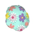 thumbnail image 2 of YFYANG Women's Double Waterproof Shower Cap, Daisy Floral Pattern Reusable Hair Cap for All Hair Styles and Head Sizes, 2 of 9