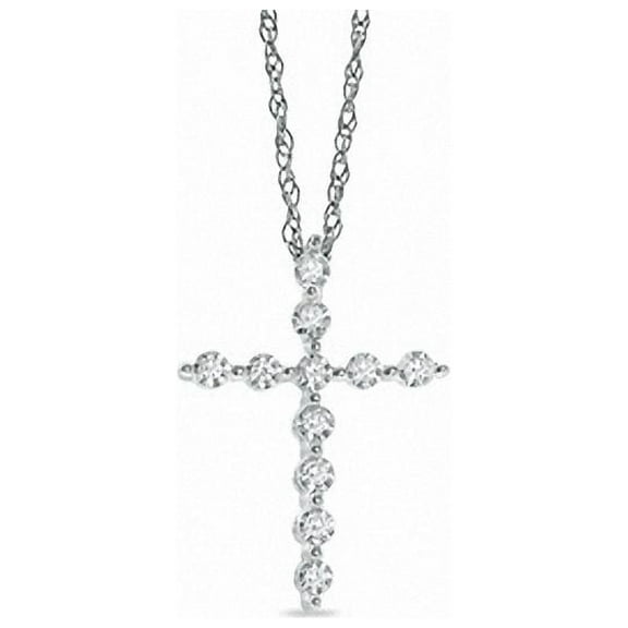 0.50 T.C.W Excellent Cut Natural Diamond Cross Pendant Necklace for Women Solid 14K White Gold With 18 inches chain