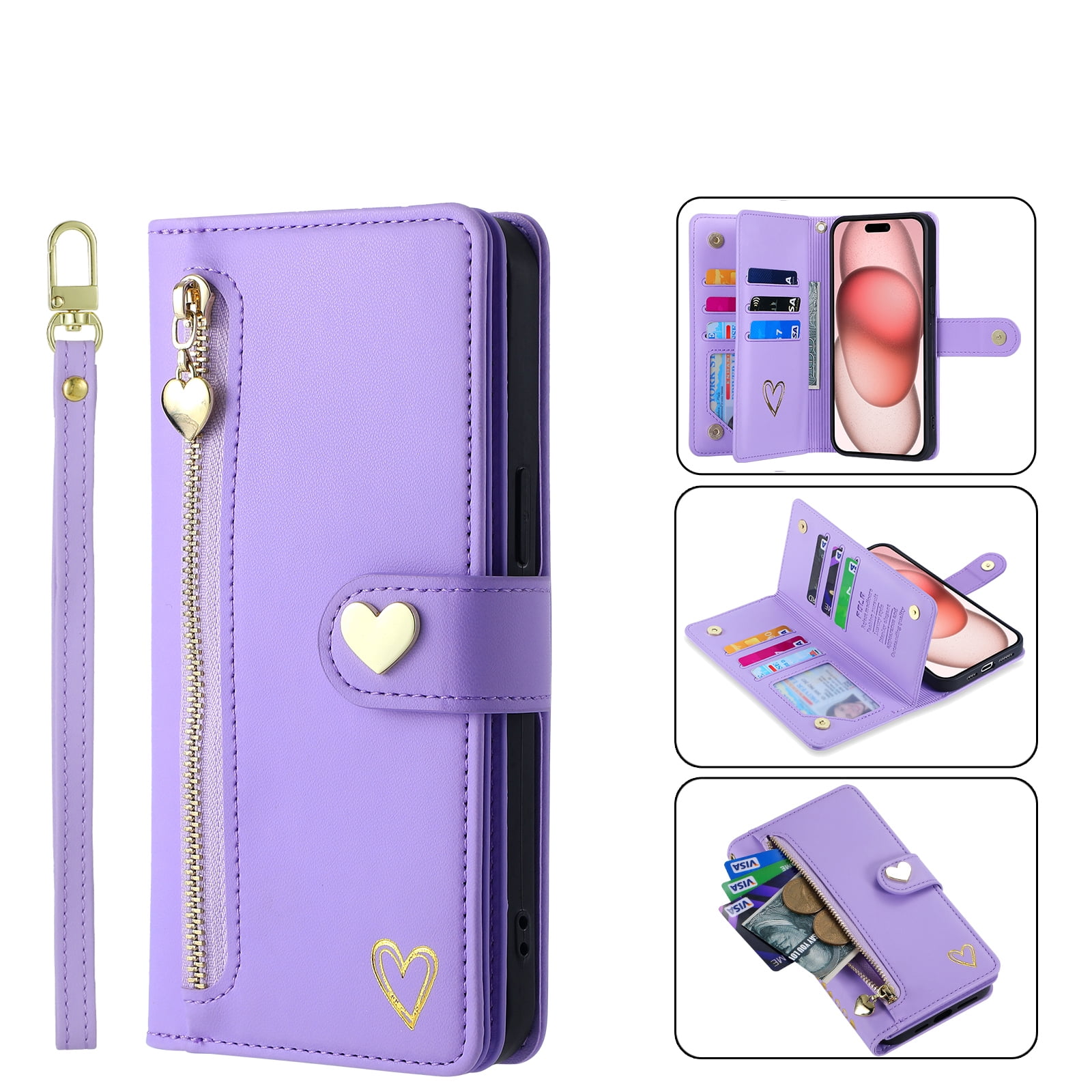 Case for Samsung Galaxy S10 Lite Wallet phone case with zipper pocket, wrist strap, flip cover and built-in card slots.