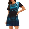 thumbnail image 1 of Fotbe Open-Mouthed Shark Bata de Dormir para Mujer con Estampado, Camisón de Algodón de Manga Corta, Ropa de Dormir Casual, 1 of 6