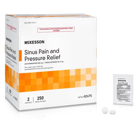 McKesson Cold and Sinus Relief Acetaminophen / Phenylephrine 500 mg Tablet, 3000 Ct