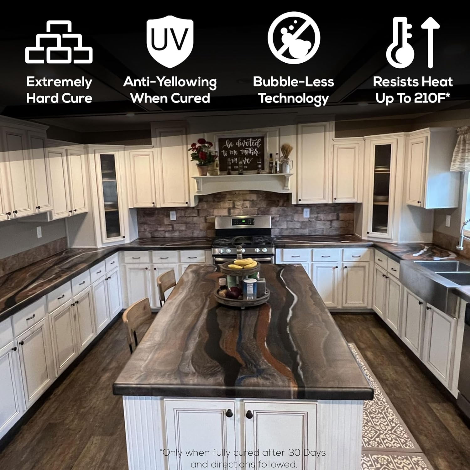 Superclear Countertop Epoxy Resin 3 Gallon Kit, Food Safe Ultra Durable Coating for Kitchen Counters, Bathrooms, and Bar Tops, Heat and UV Resistant, Made in the USA