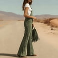 thumbnail image 2 of MORTTIC Women's Solid Color Fringe Wide-Leg Jumpsuit Western Style Overall with Pockets And Adjustable Straps Button Green，M, 2 of 6