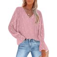 thumbnail image 1 of Txlixc Camisa de chiffon de encaje femenino casual suéter básico de manga larga con cuello V sólido y expansión, adecuado para la calle del Club Txlixc  moda, 1 of 7