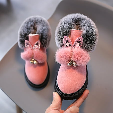 

TOWED22 Toddler Sock Shoes Kids Baby Girls Warm And Soft Shoes Princess Shoes Fashion Hairball Cotton Boots Snow Boots Snow Pink
