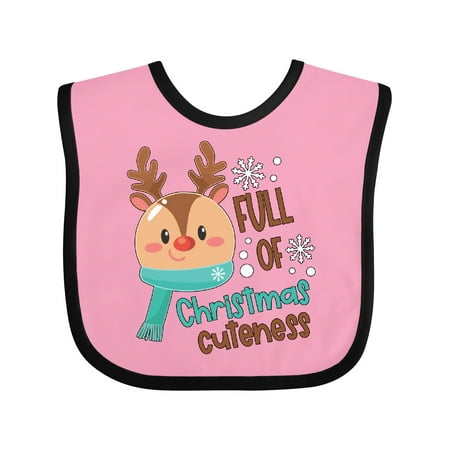 

Inktastic Full of Christmas Cuteness- Reindeer in Scarf Gift Baby Boy or Baby Girl Bib