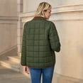 thumbnail image 3 of ieFashion Women's Winter Quilted Jackets Long Sleeve Button Down Square Pattern Jacket Outerwear Coats with Pockets, Green, L, 3 of 10
