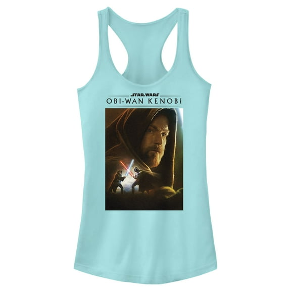 Junior's Star Wars: Obi-Wan Kenobi Darth Vader vs Kenobi Artistic Lightsaber Duel Racerback Tank Top Cancun Medium