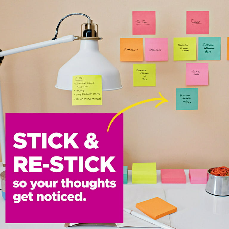 Post-it Super Sticky Notes, Sin.gle Color Packs Collection, 3 in. x 3 in.,  90 Sheets, 1 Pads