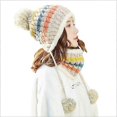 thumbnail image 2 of Conjunto de gorro y bufanda de punto para mujer, gorro de invierno cálido y grueso con pompón de ganchillo y dobladillo para exteriores., 2 of 5