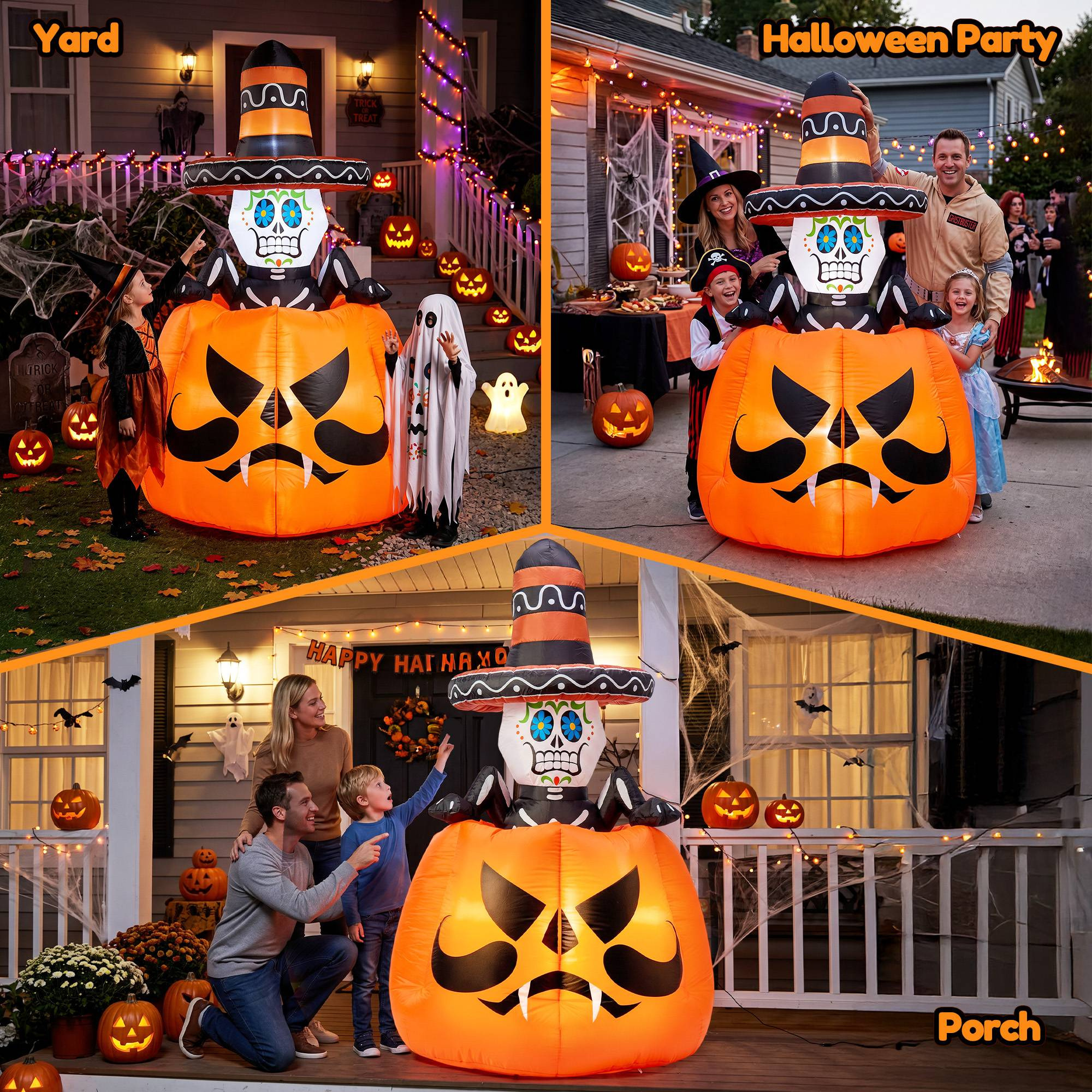 GVDV 6ft Animated Halloween Pumpkin Skull Inflatable with LEDs photo 2