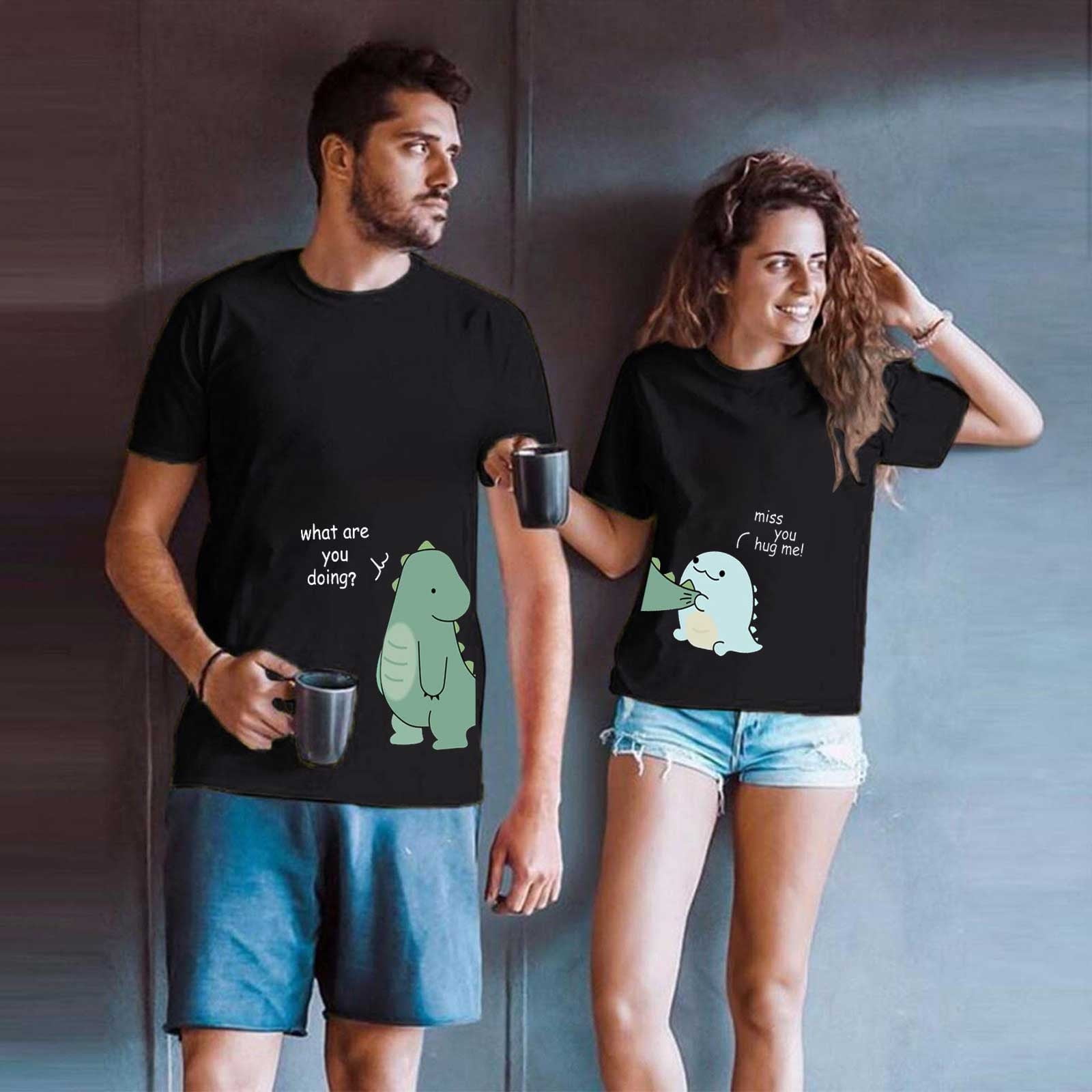 Funny T-Rex Cute Couple Shirts Matching Shirt ⋆ Vuccie