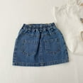 thumbnail image 3 of WOLLED Kids Toddler Girls Jeans Skirt Baby Solid Colours Denim Funky Simple Short Skirt Pocket Jeans Dress for 1-7Y, 3 of 8