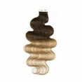 thumbnail image 3 of MY-LADY Tape in Natural Russian Human Hair Extensions Curly Ombre Glue Highlight Hairpiece 20PCS 20" #4T27 Medium Brown to Dark Blonde, 3 of 10