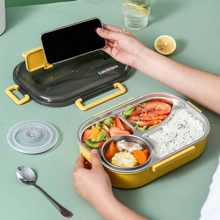 Xinhuadsh Lunch Box Portable Large Capacity Separate Type with Soup Bowl  Cold Preservation Chopsticks Stainless Steel Lunch Container Office