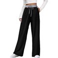 thumbnail image 6 of QLEICOM Womens Slacks Women's Wrinkle Free Relaxed Fit Straight Leg Pants Loose Wide Leg Pants High Waist Straight Pants Pants Work Cargo Casual Pants Wide Leg Pants Relaxed Fit Trousers Black L, 6 of 6