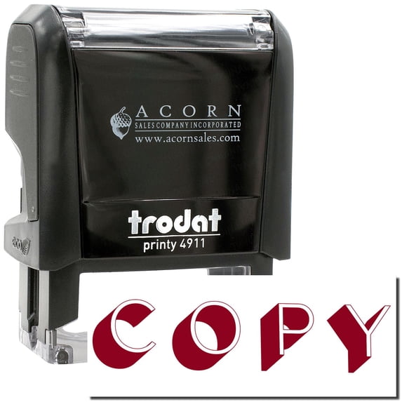Self-Inking Shadow Copy Stamp, Trodat Printy 4911, Press and Print Stamping, Impression Size 5/8" x 1-1/2", Up to 10,000 Impressions - Burgundy Ink