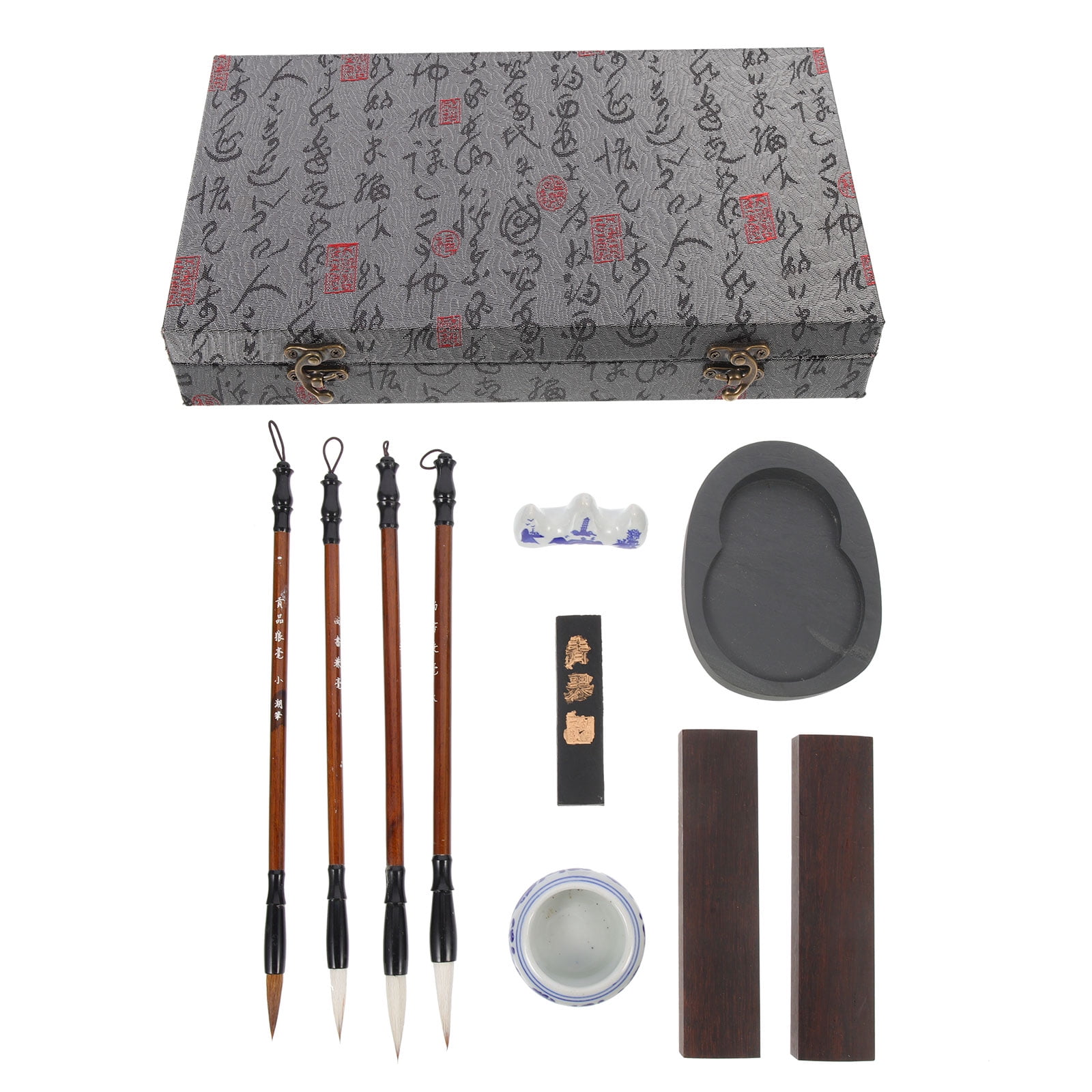 IDEANATEGRATE 1Set Traditional Chinese Design Calligraphy Set for Beginners Lovers of Calligraphy Assorted Color 26.5X0.8Cm
