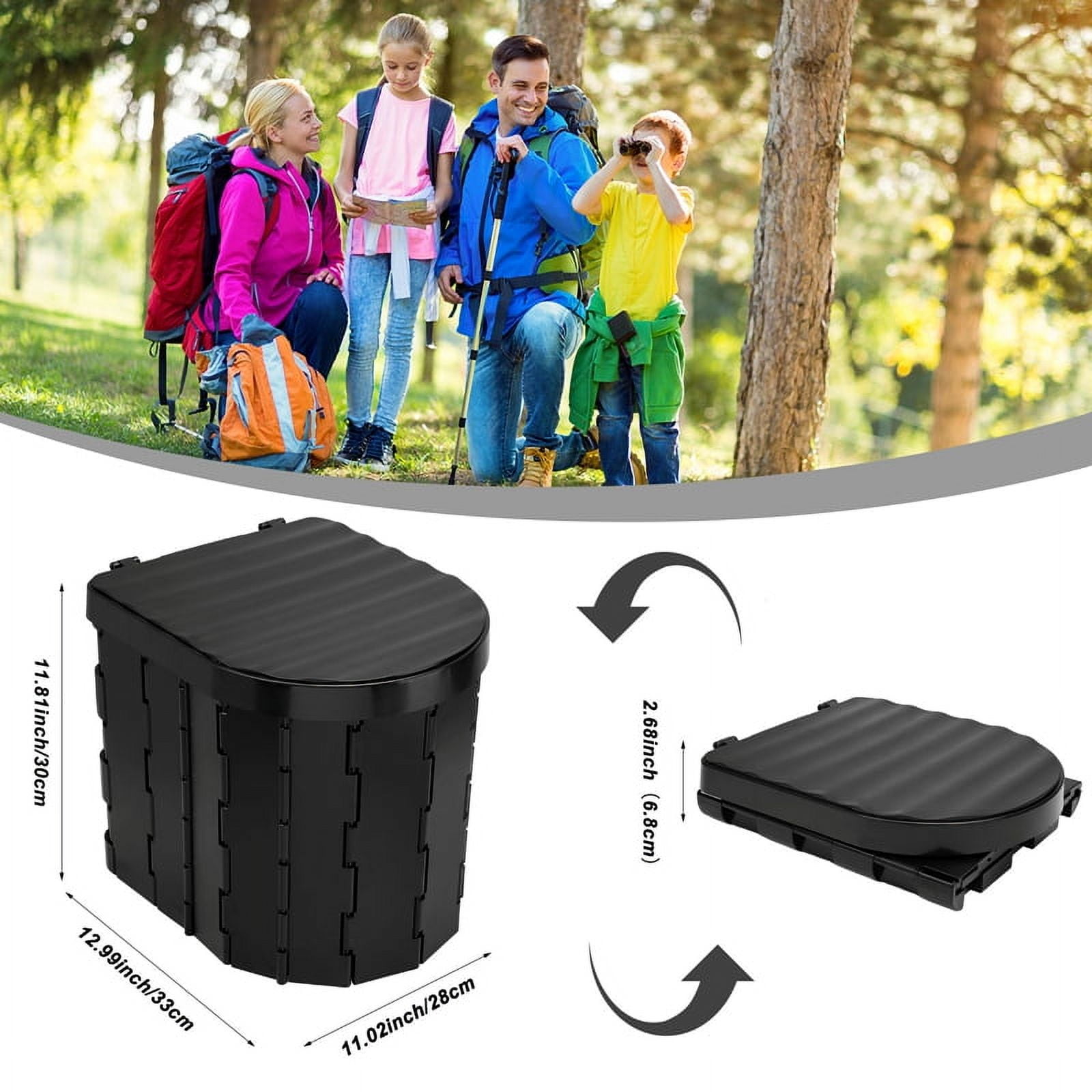 Hengguang Portable Camping Toilet, Outdoor Emergency Folding Toilet with Cover Adult Portable Potty Travel Toilet for Hiking, RV Trips, Road Trips, Beaches, Traffic Jams, Travel, Outdoors(Black)
