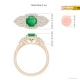 thumbnail image 5 of ANGARA Natural Aeon Vintage Inspired 3 Stone Emerald & Diamond Halo Engagement Ring in 14K Rose Gold for Women (Size-6mm) | May Birthstone, Anniversary, Jewelry Gift for Women | Natural Emerald Ring, 5 of 10