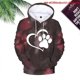 thumbnail image 3 of Sudadera con capucha con estampado de pata de perro para mujer, estilo informal, para invierno y otoño, chaqueta con capucha para adolescente, 3 of 5