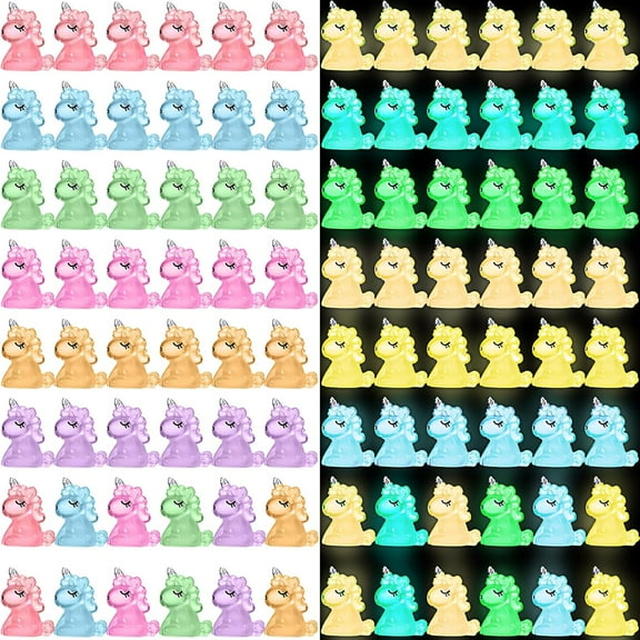 BlinkLLX 150 Pcs Luminous Mini Resin Tiny Unicorn Glow in The Dark Miniature Figurines Mini Resin Animals Unicorn Figures for Moss Landscape DIY Craft Cake Topper Terrarium Dollhouse Supply