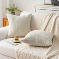 thumbnail image 3 of Deago Pack of 2 Decorative Throw Pillow Covers Soft Chenille Throw Pillows Solid Neutral Farmhouse Textured Cushion Covers for Couch Sofa Bedroom Living Room 18x18 Inch, White, 3 of 8