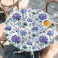 thumbnail image 3 of Blue Purple Round Fitted Table Cover Hydrangea Eucalyptus Leaves Country Farmhouse Waterproof Table Cloth with Elastic Edge Wipeable Tablecloth for Picnic Camping Party Fits 36"-44" Diameter, 3 of 8