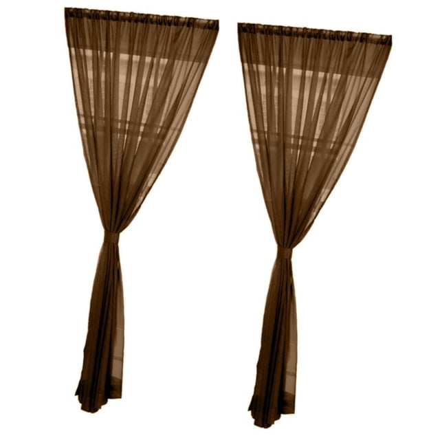 Cortina de gasa transparente Cateissary para puerta y ventana de cocina 200x270 cm 2 paneles Café
