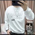 thumbnail image 2 of Sudadera con capucha de cuello redondo blanca para hombre, sudadera ajustada sin capucha para hombre, jersey de cuello redondo, novedad y top de lujo de Overfit, 2 of 5