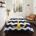 thumbnail image 4 of Navy Ripple Tapestry for Bedroom Wall Hanging Tapestry, Yellow Anchor Navy White Waves Aesthetics Ceiling Backdrop Tapestries Poster Blanket Wall Decor for Teens Room Living Room Dorm 59" x 90", 4 of 8