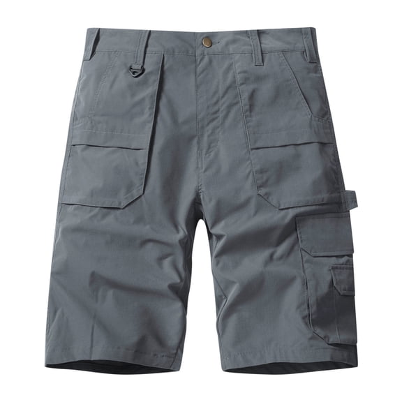 WRKEKC Mens Casual Shorts Solid Color Fashion Casual Pocket Button Waist Loose Work Shorts 5-Inch Inseam for Outdoor