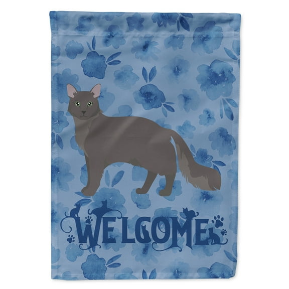 Carolines Treasures CK4927GF Nebelung 1 Cat Welcome Flag Garden Size Small multicolor