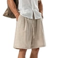 thumbnail image 4 of ZToonmas Men's Linen Style Loose Fit Shorts Elastic Waist Casual Walk Shorts Lightweight Summer 5-Inch Chino Shorts, 4 of 9