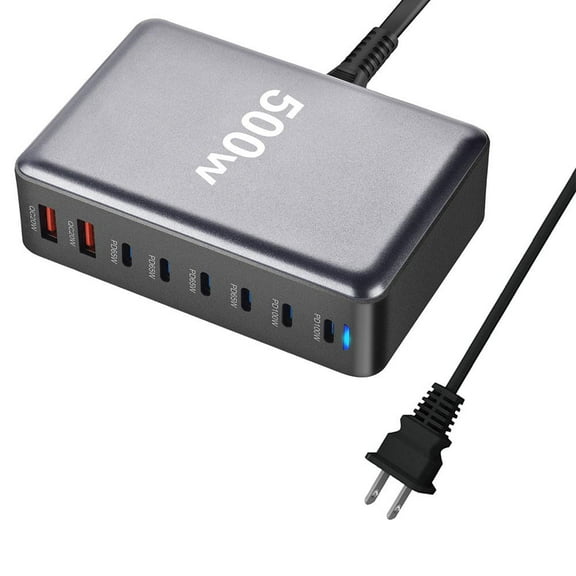 500W Desktop GaN Charger 8。port USB Type C PD Charger Charge- Fast