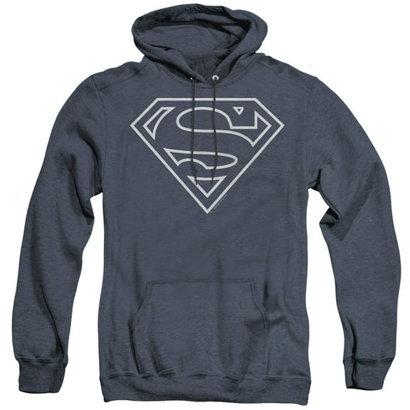 Superman Navy & White Shield Adult Heather Hoodie Sweatshirt Navy