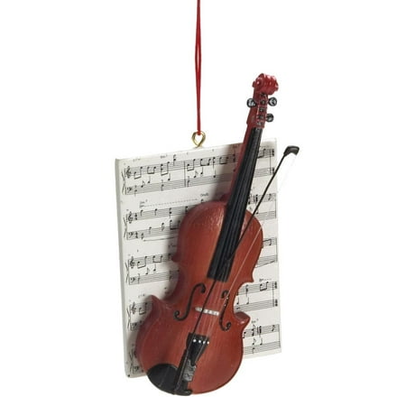 Resin Ornament Sunken Temple - 1 X Violin with Sheet Music Resin Hanging Christmas Ornament - Size 4.25 in.