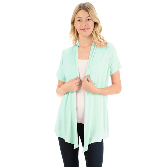 Pastel by Vivienne Women's Short Sleeve Open Front Vest Mint Medium