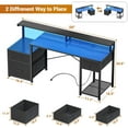 thumbnail image 6 of Homieasy Computer Desk with 3 Drawers, Home Office Desk with Power Outlet, 59'' Gaming Desk with Led Lights, Long Work Desk with Storage Shelves, Printer Cabinet and Monitor Shelf, Black, 6 of 7