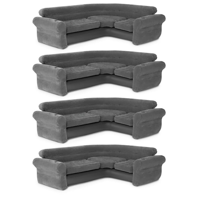 Intex Canapé d'Angle en L Gonflable avec Porte-Gobelets, (Lot de 4)