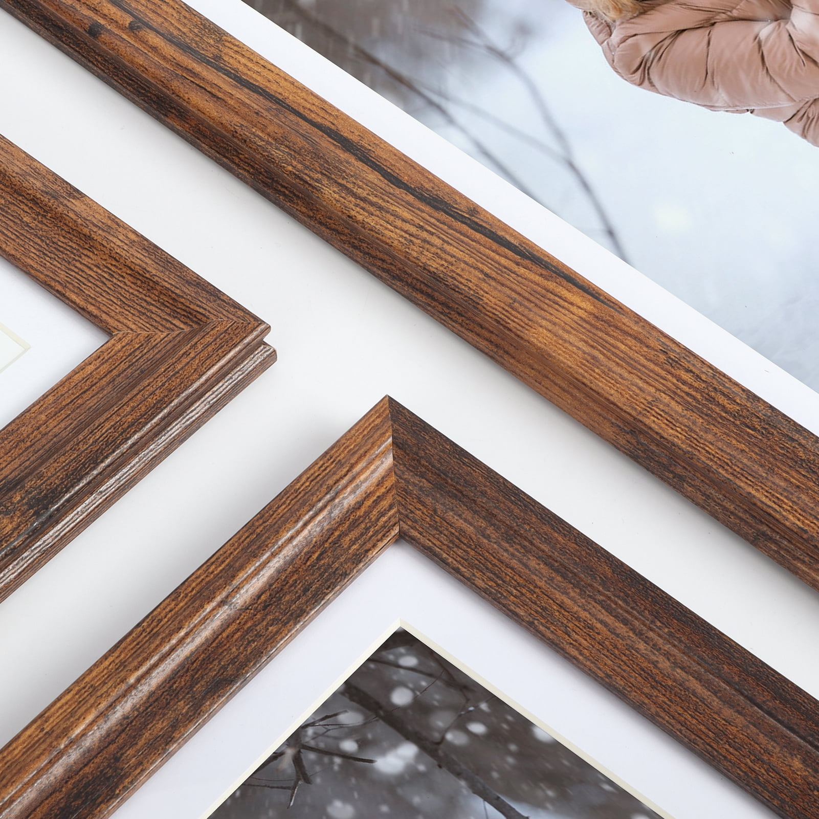 5-Pack 8x10 Rustic Brown Wood Picture Frames with Glass Front
