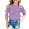 thumbnail image 4 of MUXiin Kids Easter Shirts Girls 3d Prints Short Sleeve Tee for Toddler Comfortable Easter Day Pullover Tops Tee for Boys & Girls Easter Gifts for Girls(Purple,3-4 Years), 4 of 5