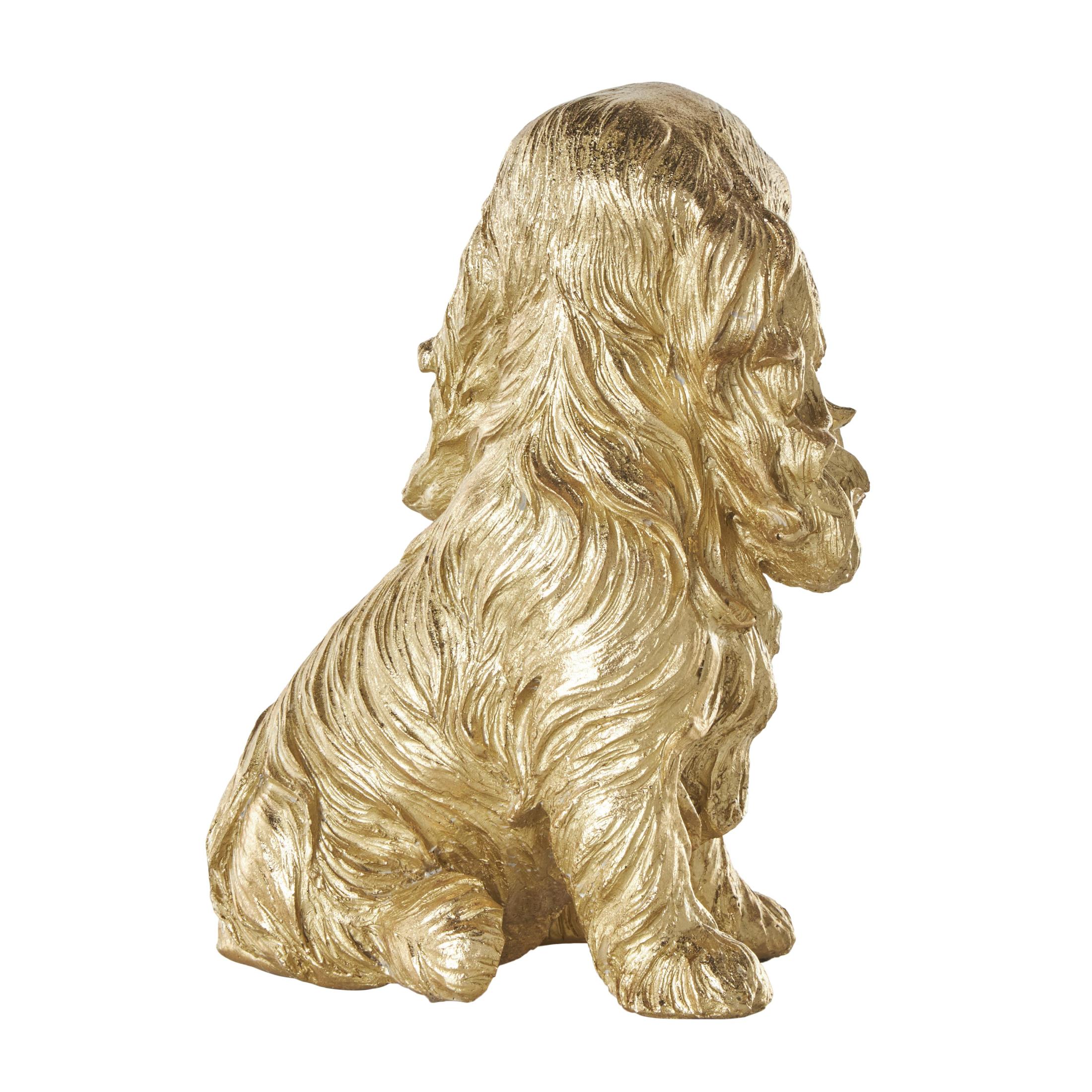5"W, 9"H Gold Polystone Sitting and Standing Dog Sculpture, by DecMode (2 Count)