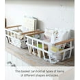 thumbnail image 3 of Yamazaki Home Storage Basket - Two Sizes, White, Steel + Wood, Medium, Handles, No Assembly, 3 of 7