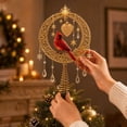 thumbnail image 5 of Christmas Tree Topper, 2D Flat Tree Top Decoration for Holiday Decor, Star and Moon Design with Warm LED Lights and Hanging Pendants for Christmas Tree （Cardinal）, 5 of 5