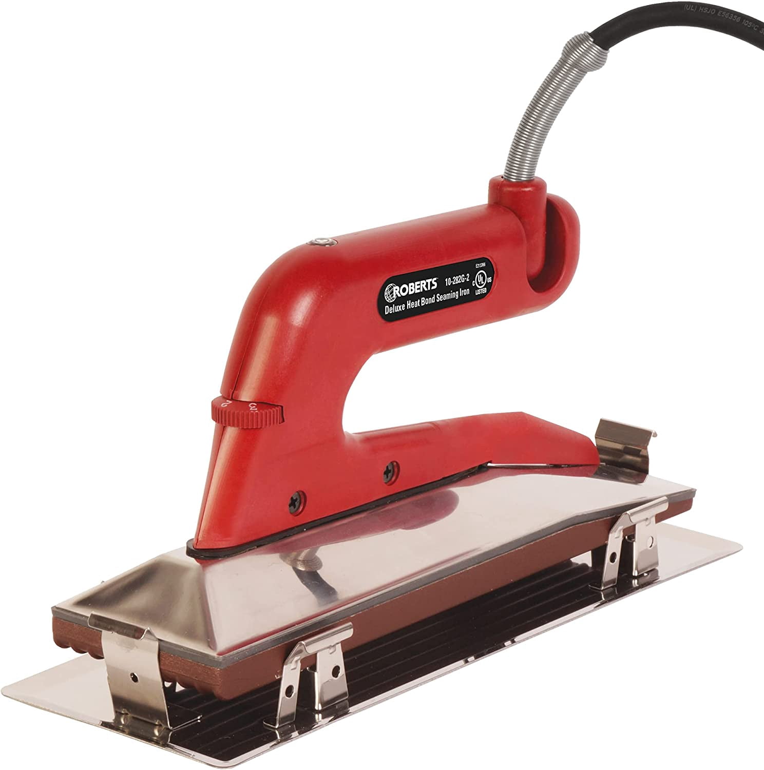 Roberts Deluxe Heat Bond Carpet Iron - Non-Stick Grooved Base - Red — Residential Use, Standard Application