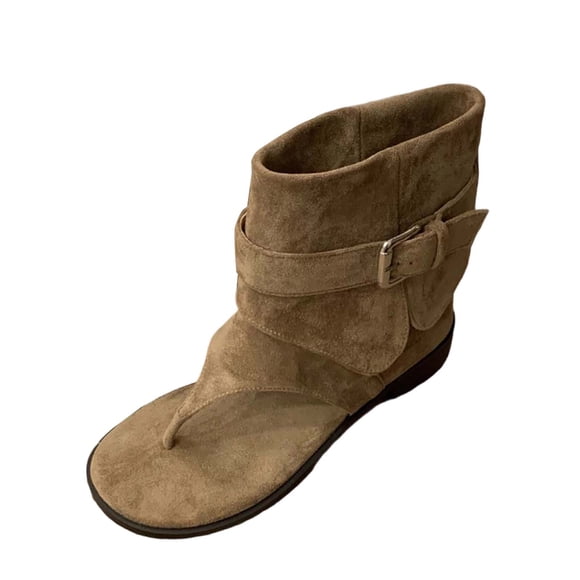 RXMEKW Bottines à Bout Ouvert Style Thong pour Femmes Tige en Denim Asymétrique avec Détail de Boucle Sandales