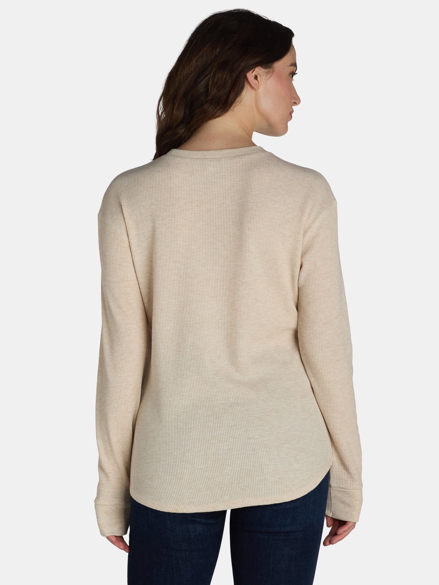 Time and Tru Women’s Essential Thermal T-Shirt with Long Sleeves, Sizes XS-XXXL