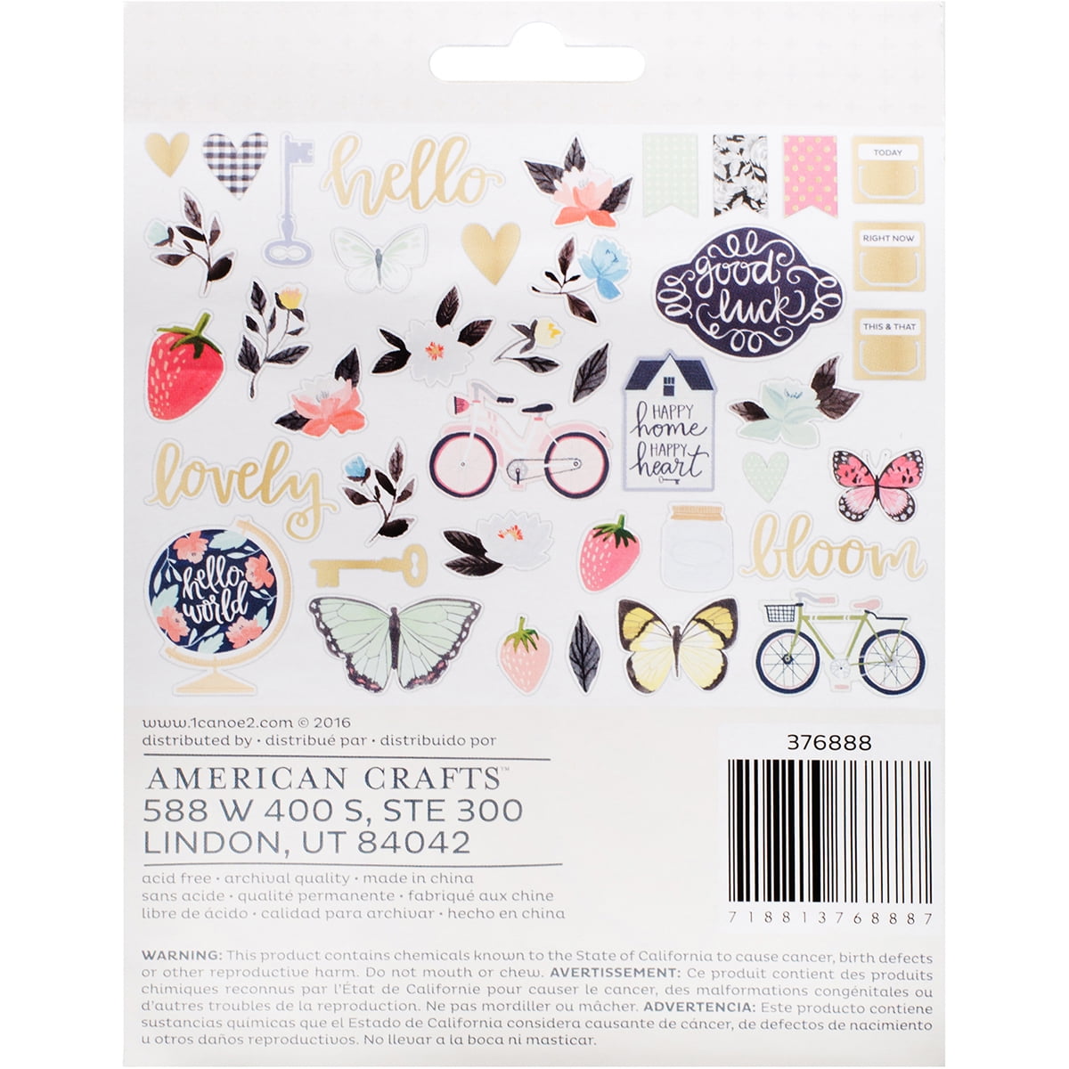 Hazelwood Ephemera Cardstock Die - Cuts 40/Pkg - W/Gold Foil
