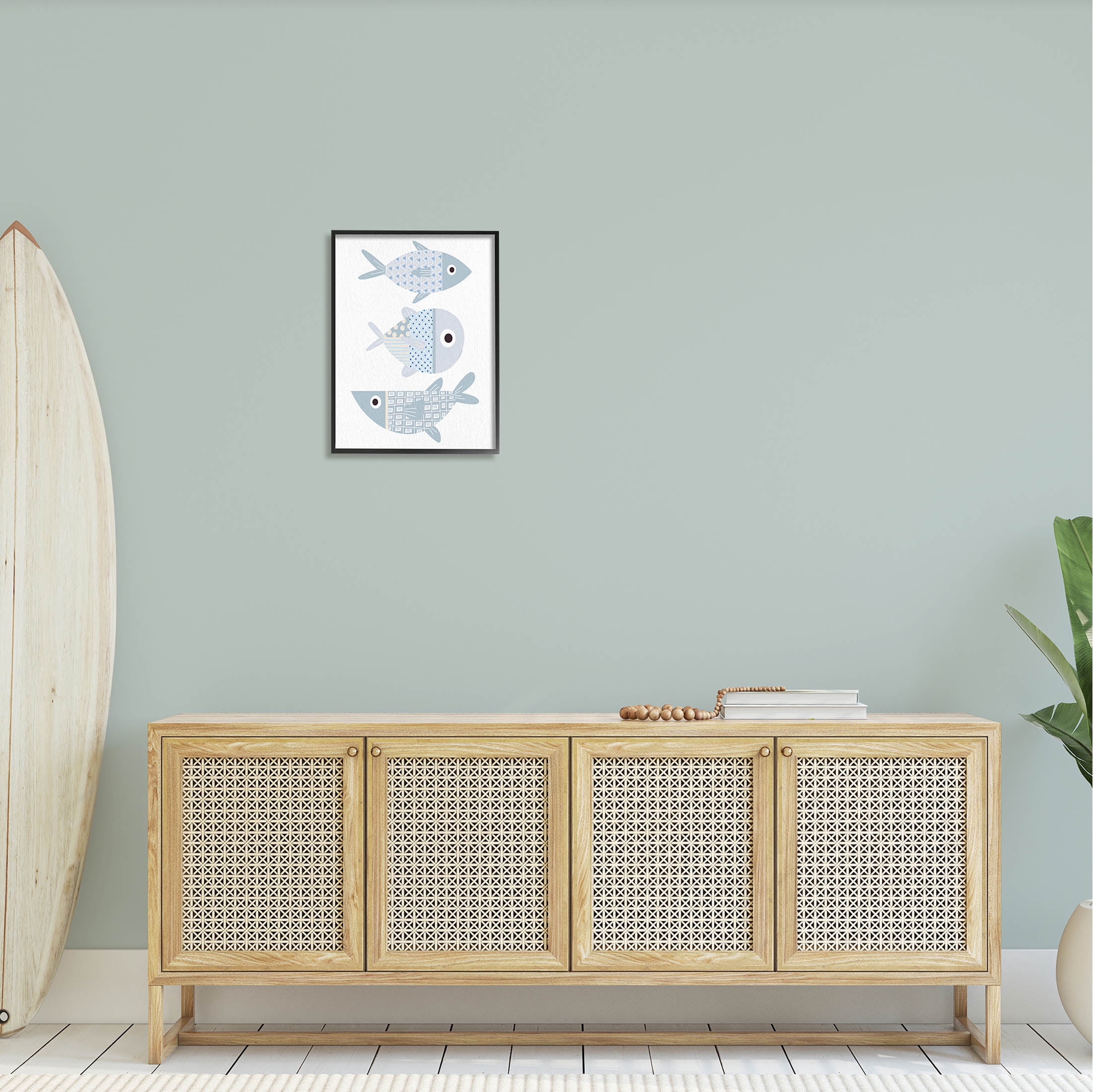 Stupell Industries Various Patterned Aquatic Fish Design Graphic Art Black Framed Art Print Wall Art, Design by Kim Allen
